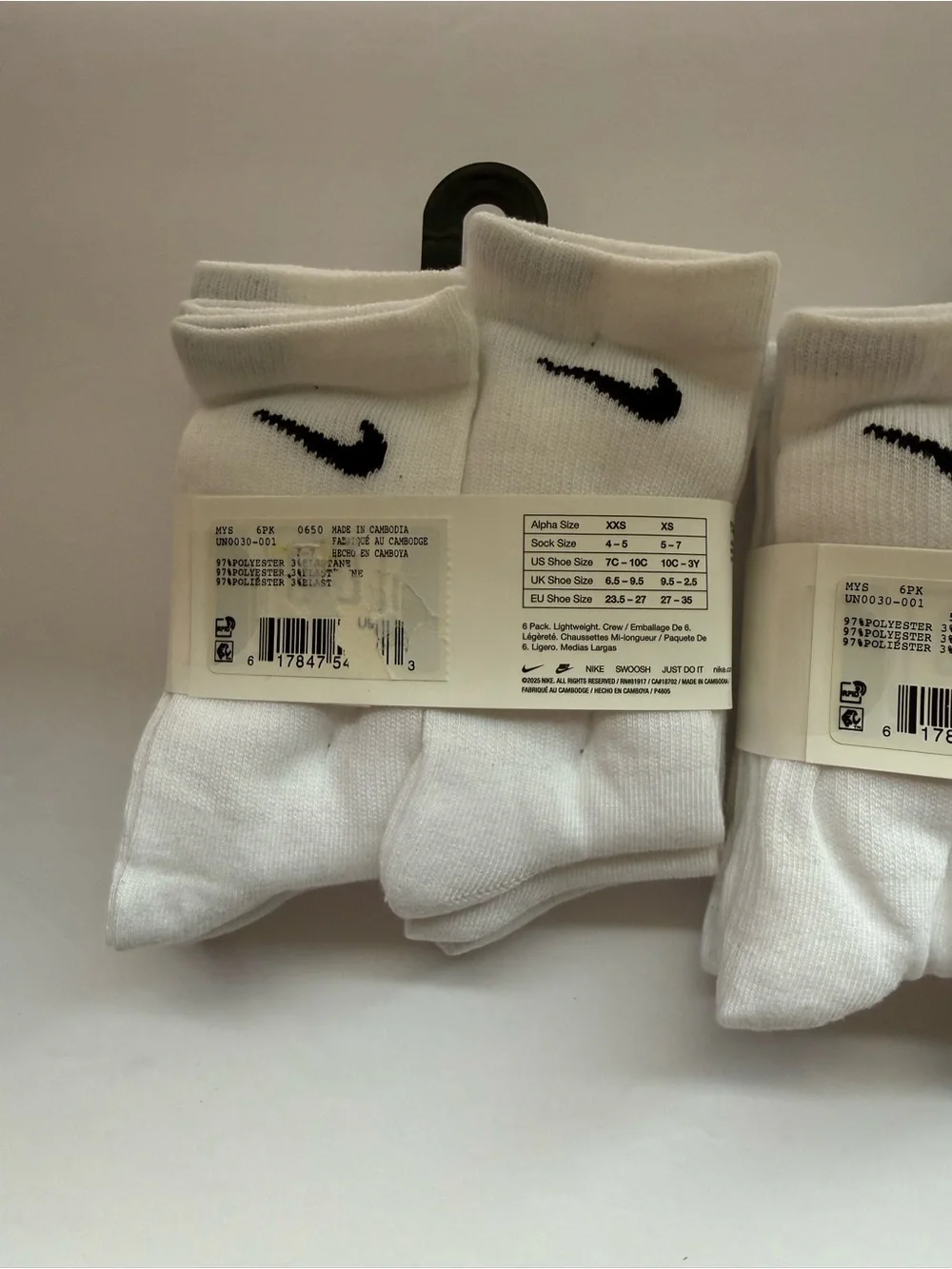 (2) New Nike Little Kid Crew Socks Size: 10c -3Y